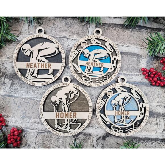 Personalized SWIMMING SWIMMER Ornament Male or Female Custom Name Gift - Picture 1 of 2